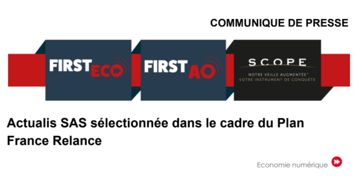 Actualis (First ECO) sélectionnée dans le cadre du Plan France Relance